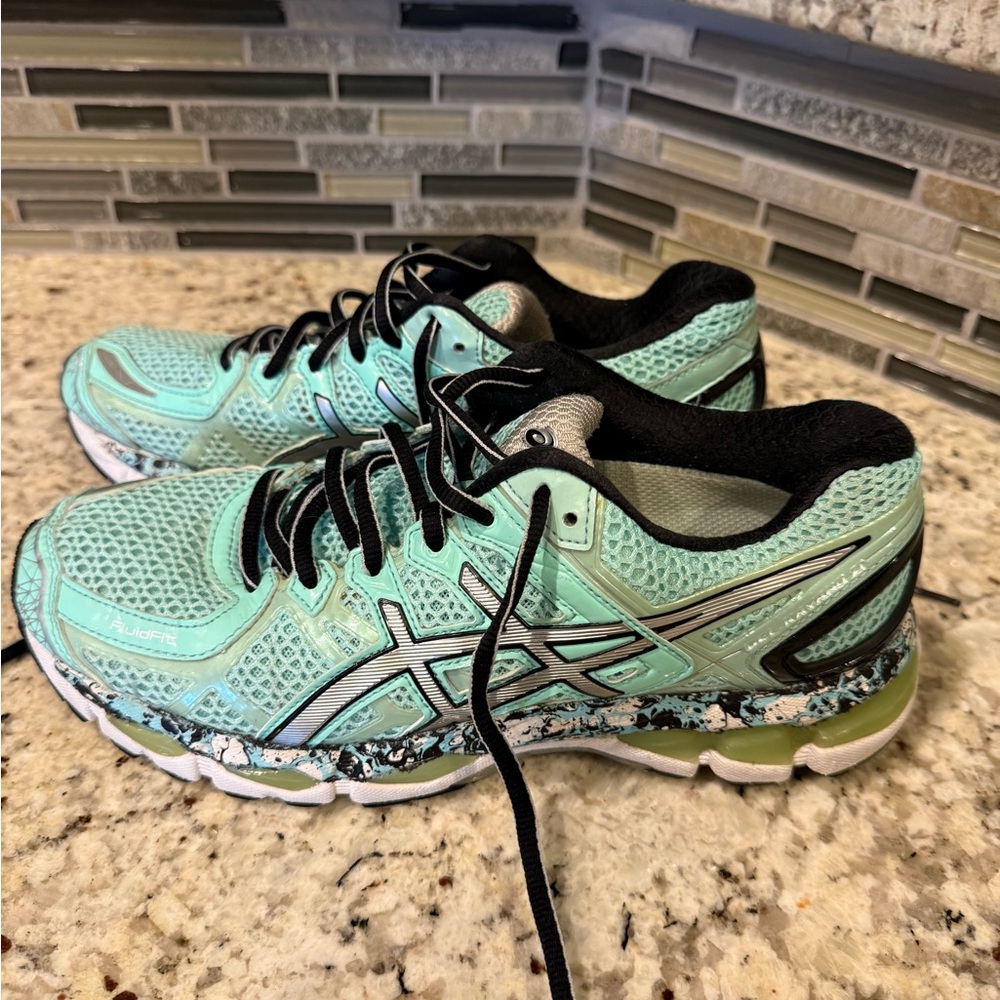 ASICS Gel Kayano 21 Women's Mint/Black/Silver/White Athletic Shoes, Size 9